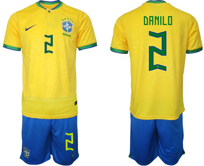 Men 2022 World Cup National Team Brazil home yellow 2 Soccer Jerseys